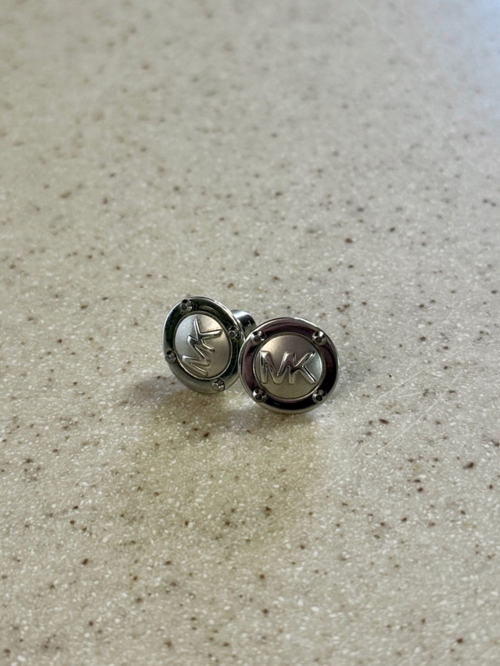 Michael Kors Silver Circle Logo Earrings